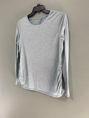 Maternity Top Size Lg Green Runched sides